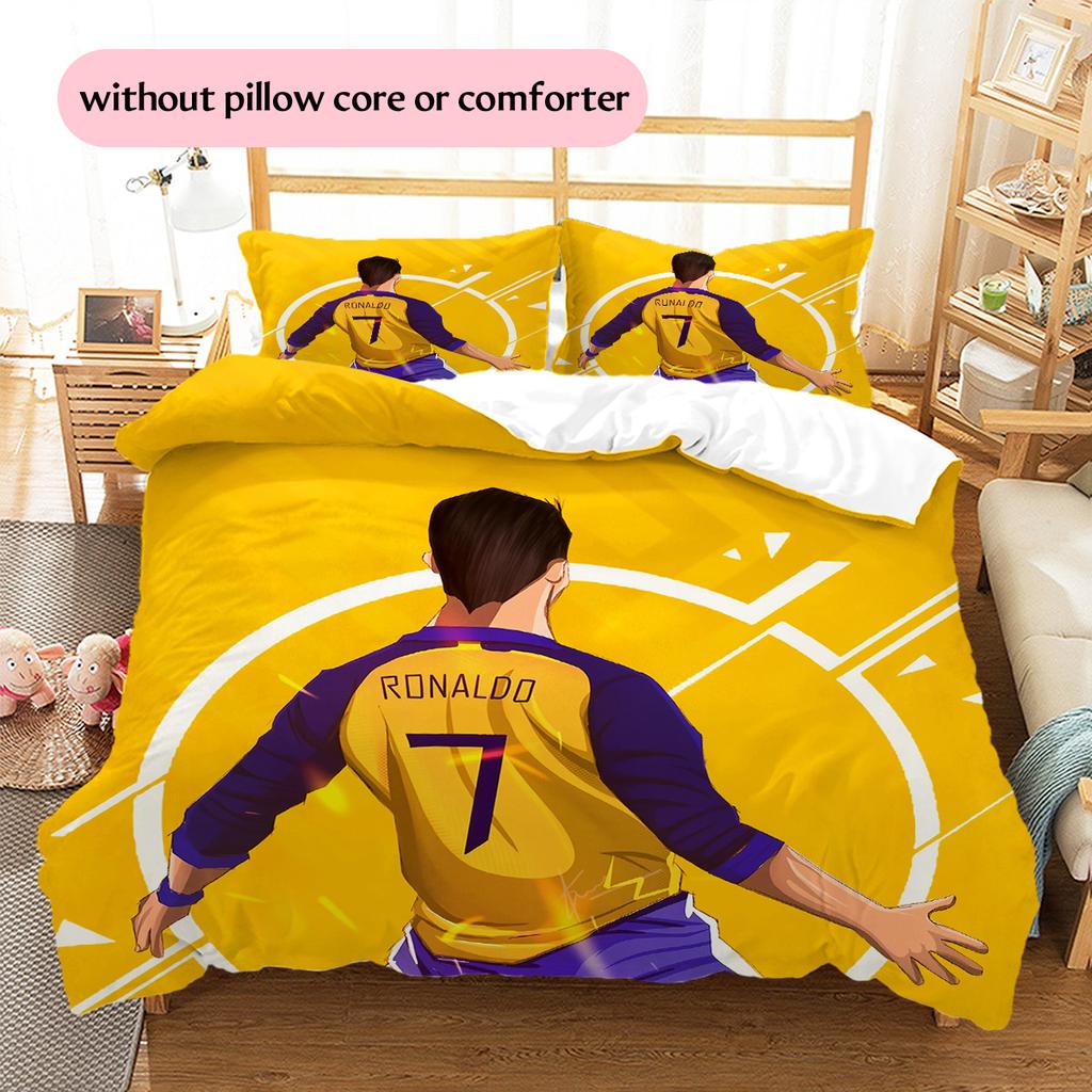 Cristiano Ronaldo Wzór Pościel Zestaw Kołdry Dekoracja Domu Prezent (1 * poszwa na kołdrę + 2 * poszewki na poduszki bez rdzenia)