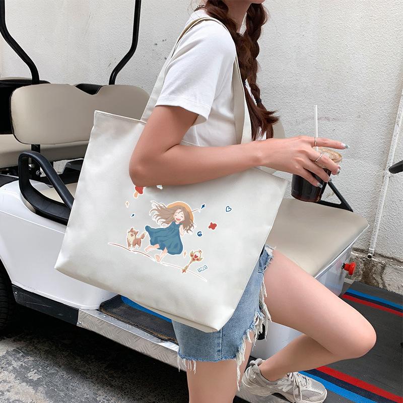 Canvas Bag Women'S Shoulder Handbag Student Tote Bag Large Capacity Hand Carry Canvas Bag