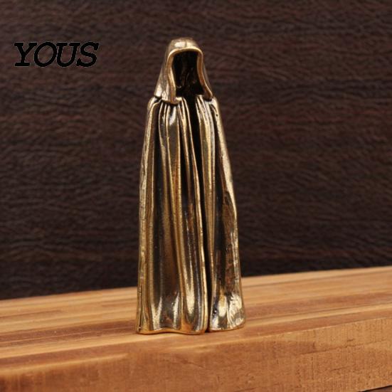 Vintage Bronze Sculpture Faceless Ghost Brass Figurine, Retro Metal Mysterious Statue, Creative Small Ornament for Gothic Home Decor Desktop