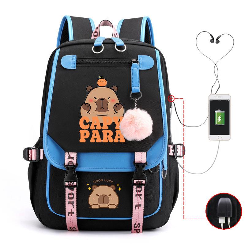 Campus Universal School Bag Kapibara Personality Trend USB Multifunctional Backpack Student New