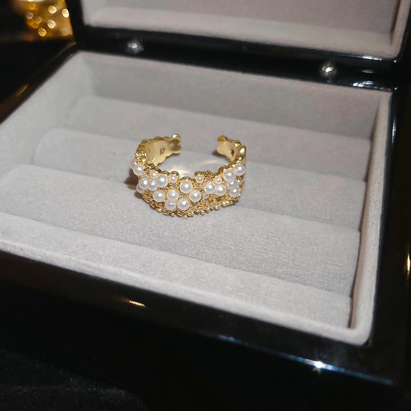 2025 Роскошное позолоченное кольцо с жемчугом и бриллиантами