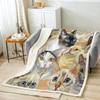Cobertor de flanela com estampa de cachorrinho, cobertor para ar condicionado, cobertor para sofá
