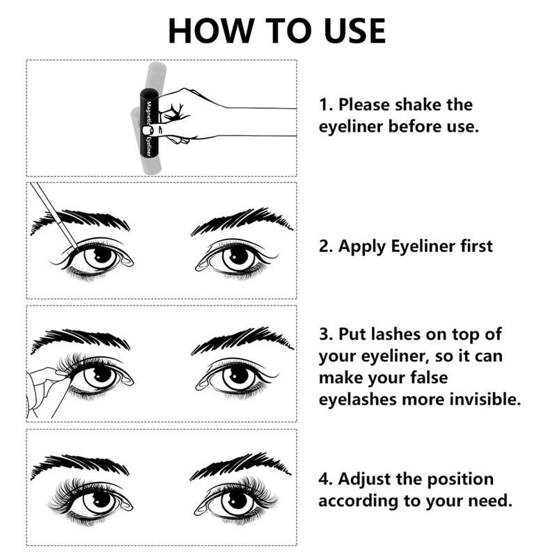 Magnetic Eyelash Liquid Eyeliner Set Super Natural Reuse Eyelashes Beautiful Women Makeup Tools Cosmetic