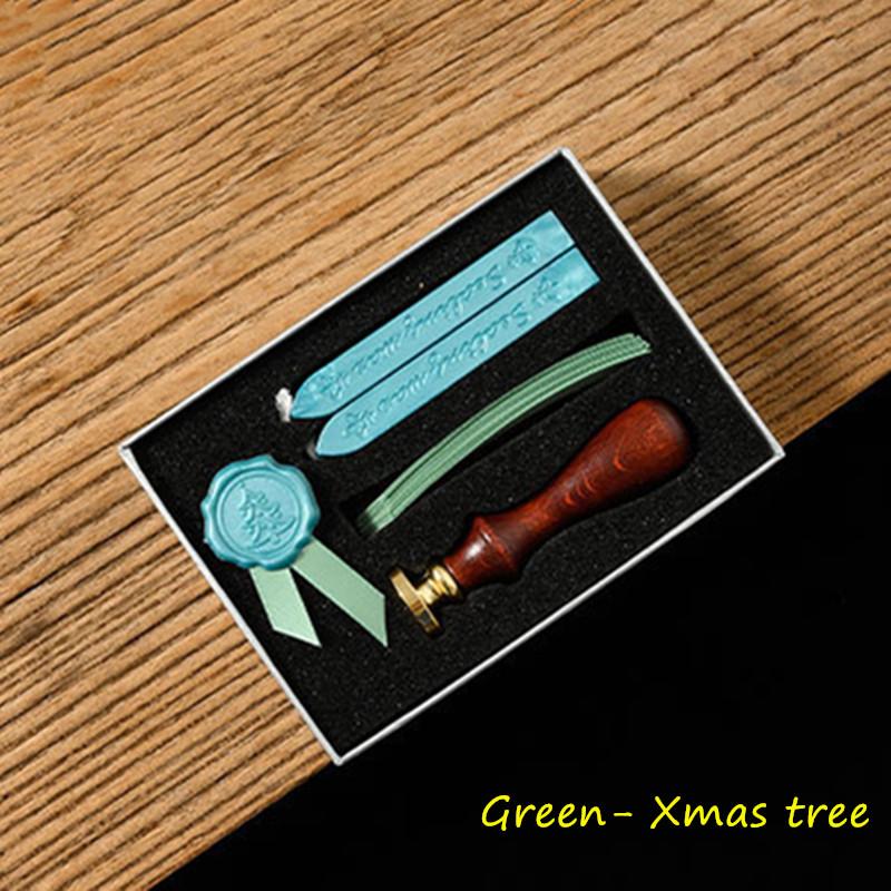 1 Set Creative Wax Seal Set DIY Handmade Ribbon Envelope Gift Seal Vintage Wooden Invitation Letter Seal Wedding Stamp Gift