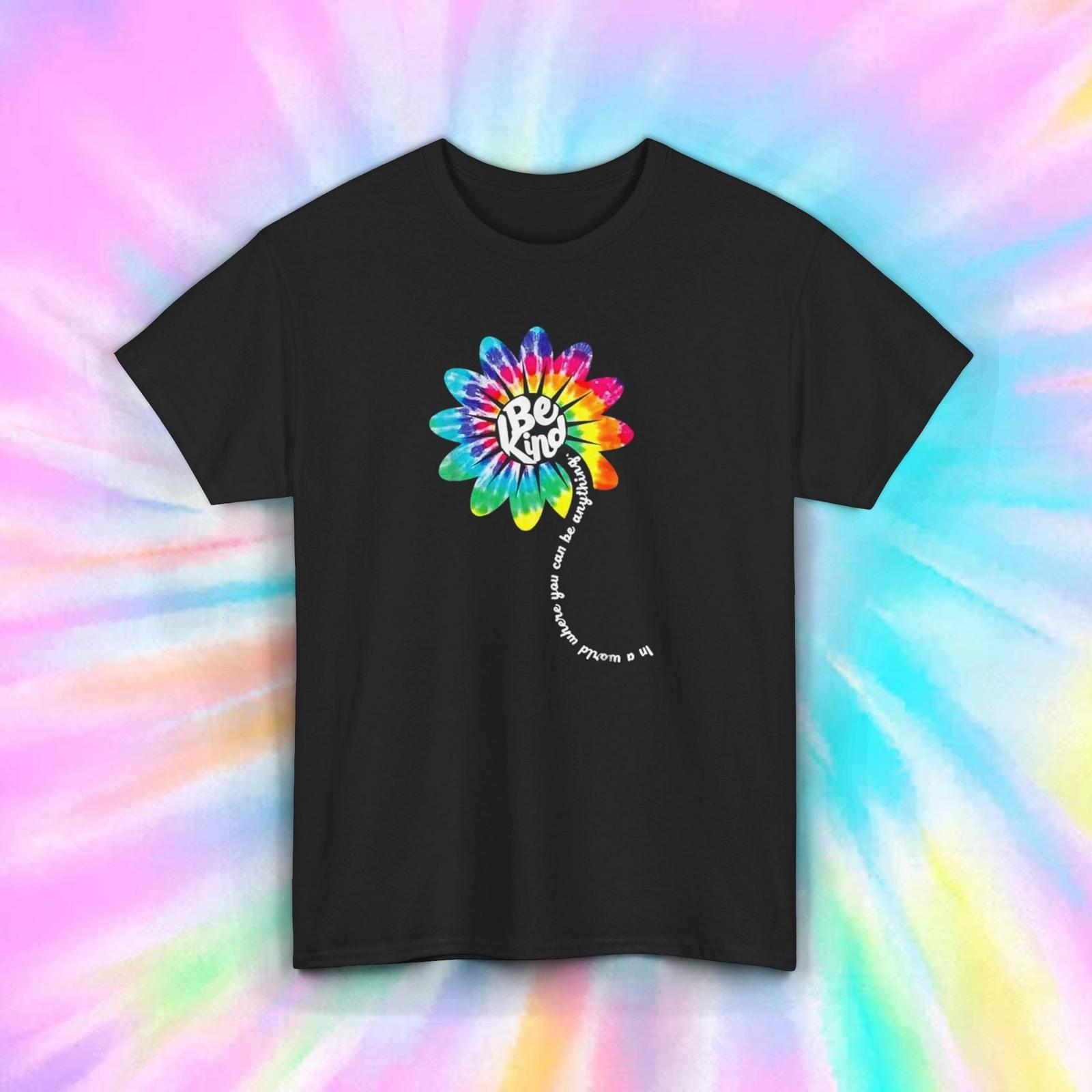 Be Kind Flower T-Shirt | Inspirational Rainbow Graphic | Positive Gift S-5XL M
