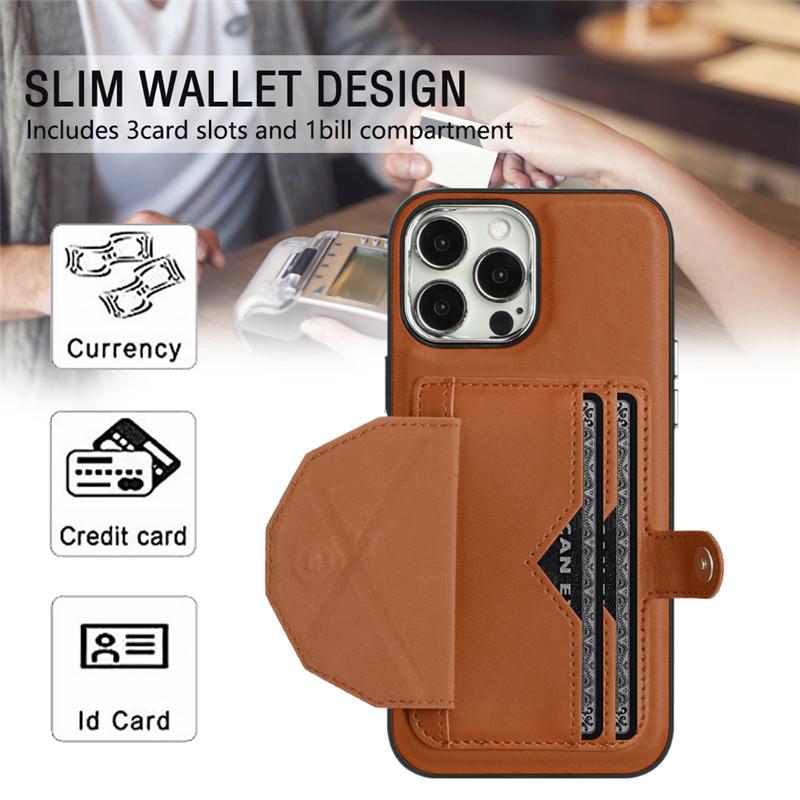 Retor Leather Wallet Card Slot Telefonveske for iPhone 15 Ultra 14 Plus 13 12 11 for Samsung Galaxy S23 S22 S21 FE A54 A34 A14 A53 A13 Flip Stand Cover