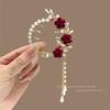 Elegant Tassel Hair Claw Rhinestone Pearl Flower Tassels Hair Clip Women Girl Ponytail Holder Hairpins Fringe Hair Accessories