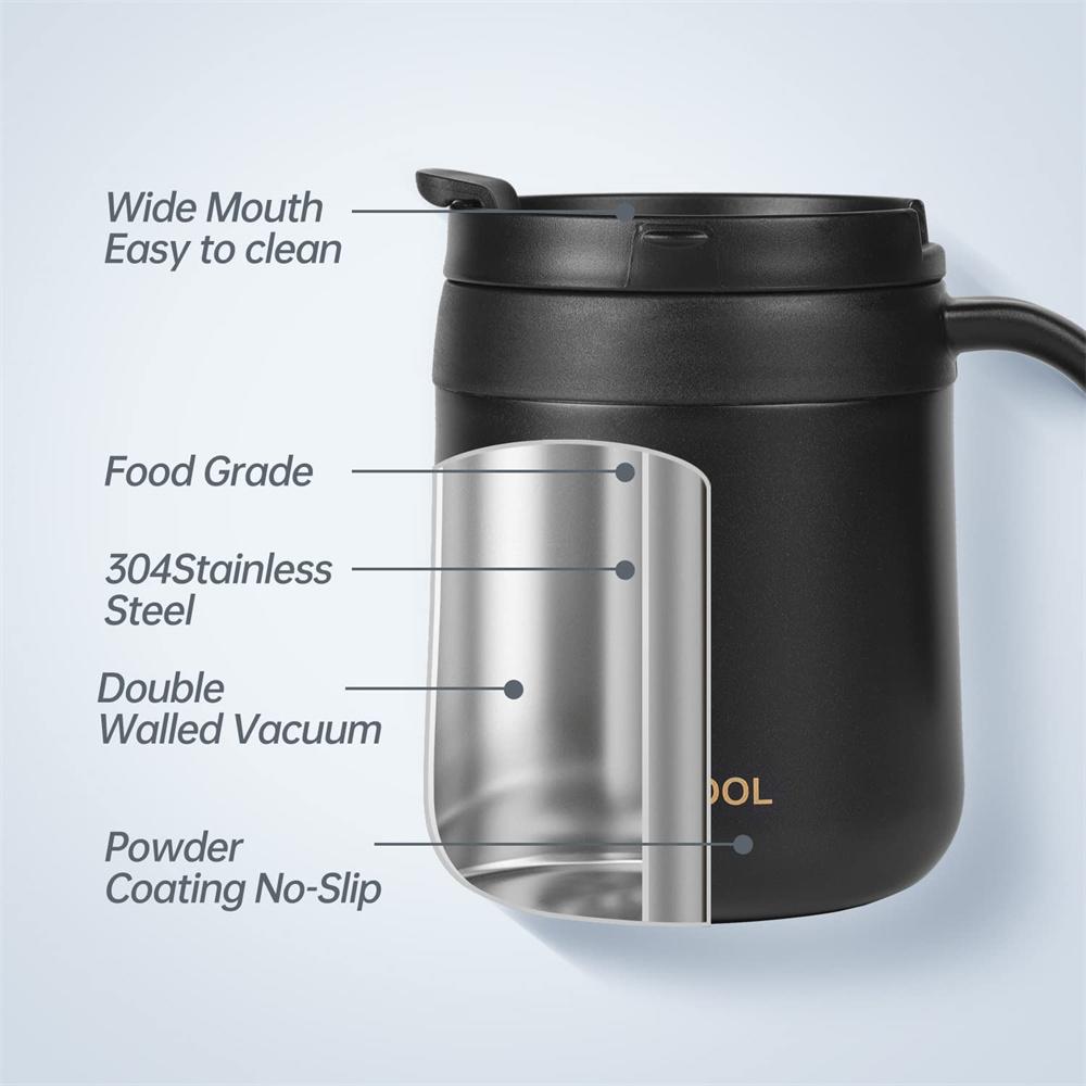350/500 ml isolierter Kaffeebecher mit Griff, Edelstahl-Isolierbecher, Kaffeebecher, Thermoskanne, Teetassen mit Rand