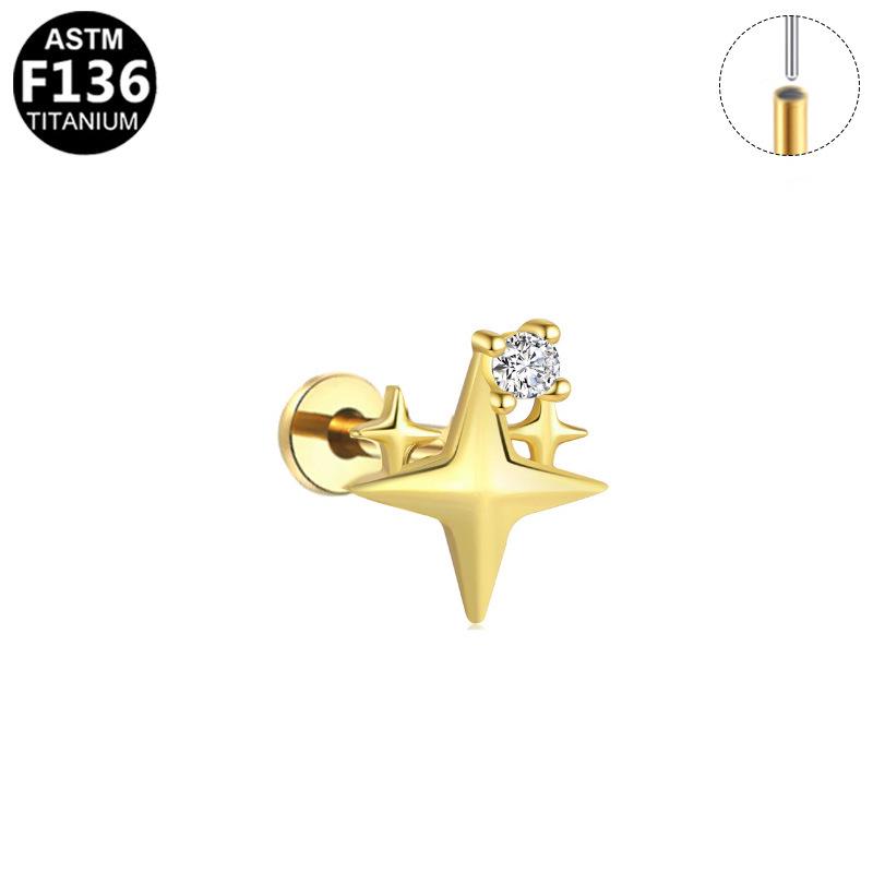 Titanium Geometric Star Stud Earrings - Trendy, Cool, High-End Feel for Cartilage Piercing