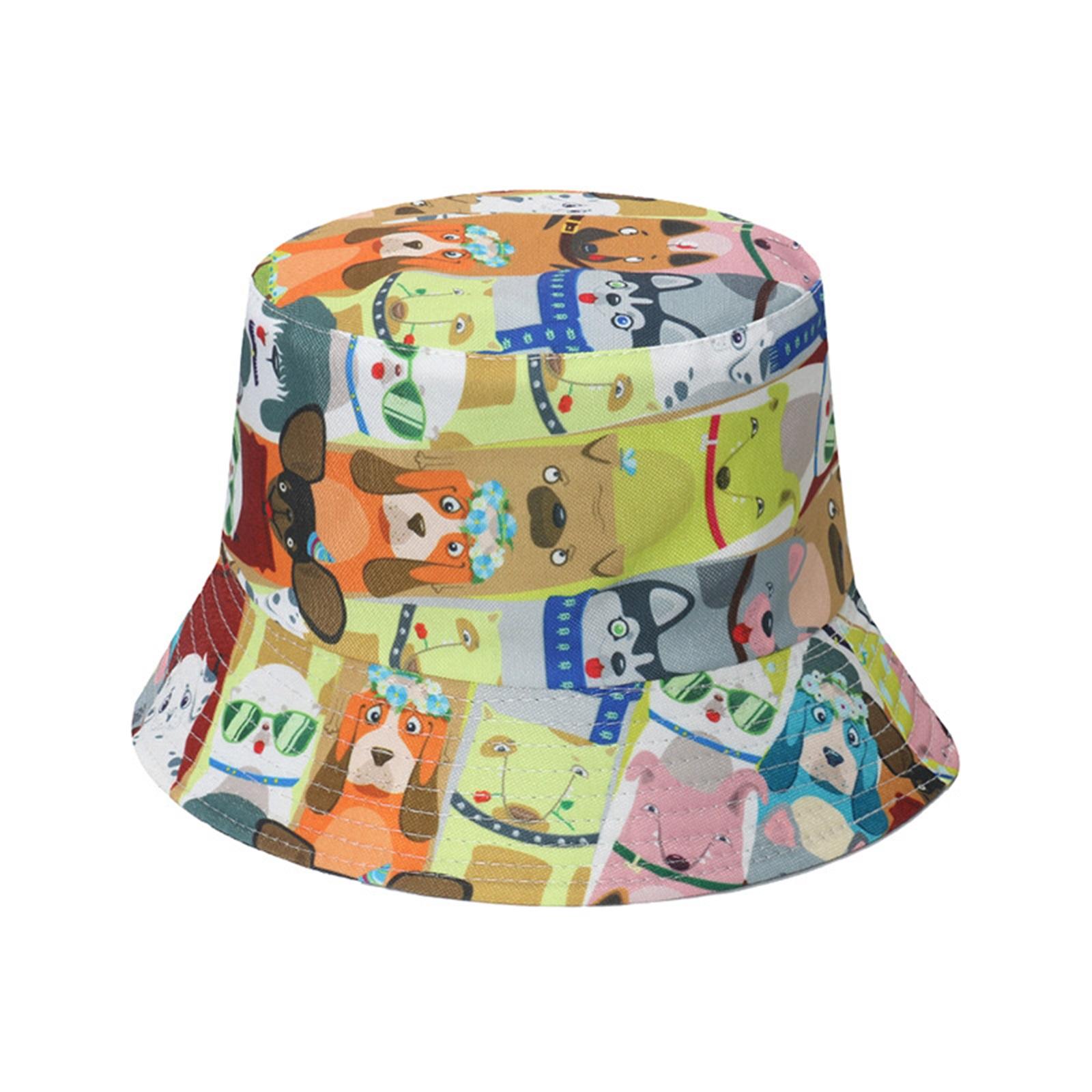 Women s Reversible Hat with Dog Print - Double-Sided Sun Hat for Ladies One Size