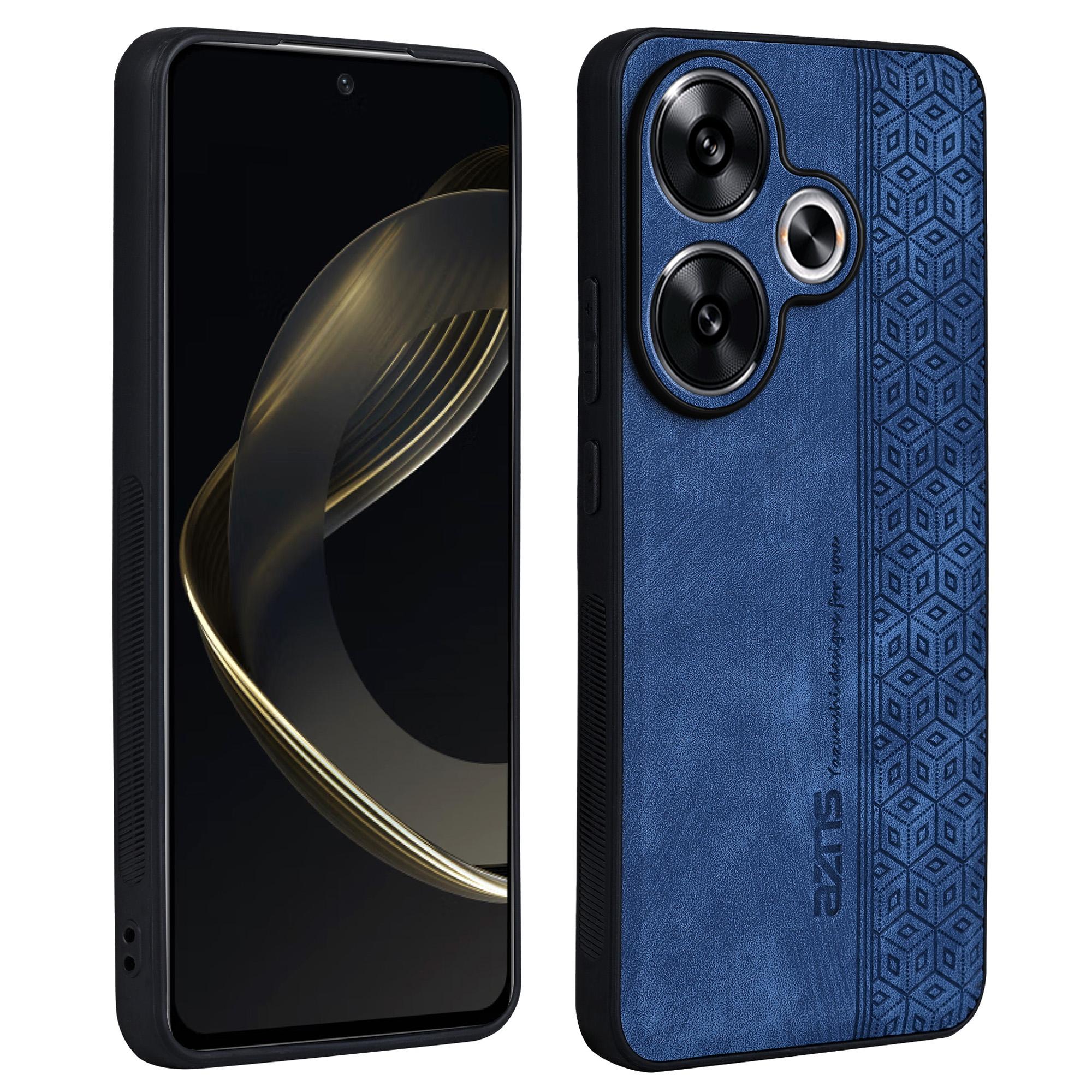 

AZNS For Xiaomi Redmi Turbo 3 5G/Poco F6 5G Case PU Leather Coated TPU Imprinted Phone Cover Blue
