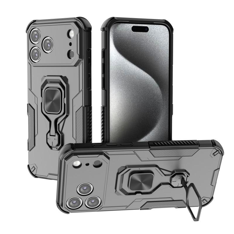 For iPhone 17 Pro Max Phone Case WANLONFENG PC TPU Back Cover Kickstand with Tempered Glass