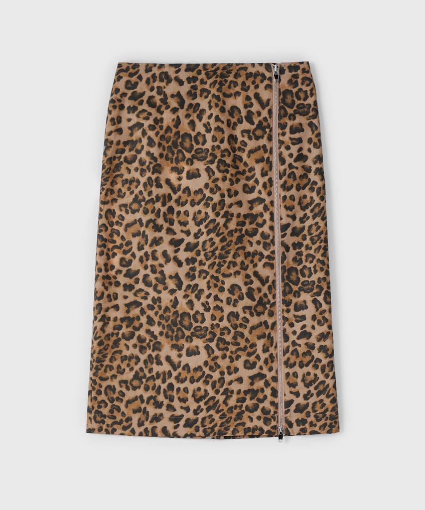 Yunse Zipper Skirt (Brown Leopard)