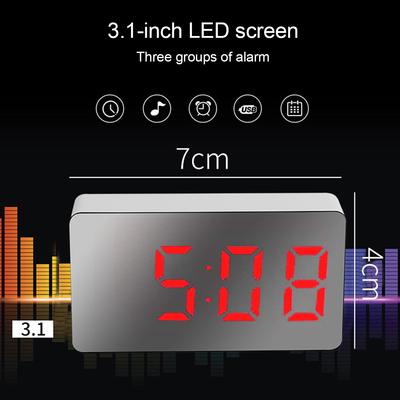 LED Digitaler Spiegel Wecker Mini Uhr Multifunktional Schlummer Anzeige Zeit Nacht LCD Licht Tisch Schreibtisch USB 5V/Keine Batterie