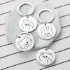 Polished Cartoon Animal Stainless Steel Keychain Bear Rabbit Cat Design Minimalist Style Practical Bag Pendant