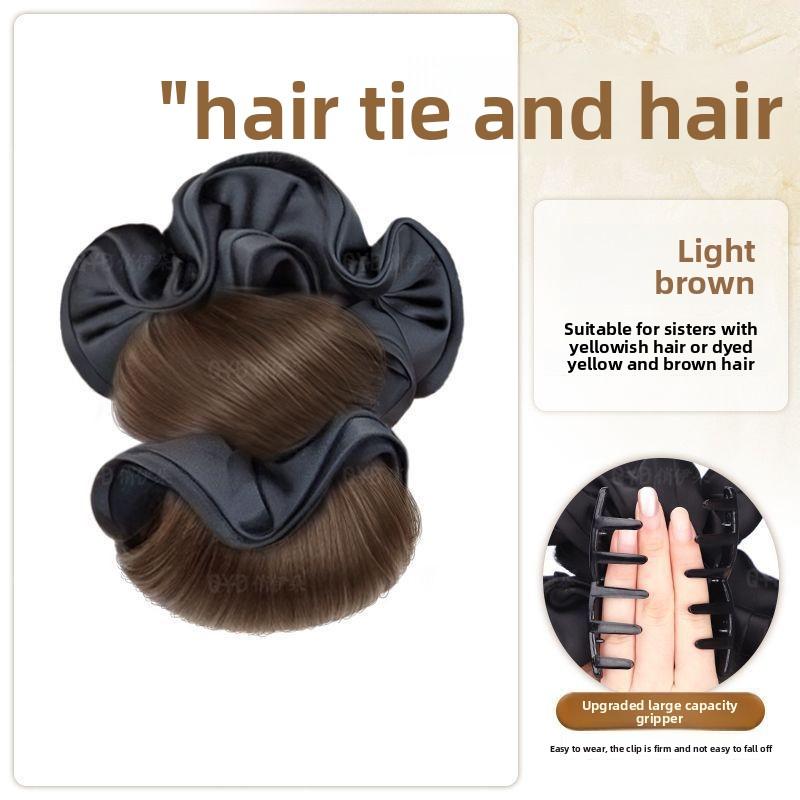Hoge temperatuur zijden haarband pluizige pruiken haar grijper clip pruik haarknot pruiken haarklauw lichtbruine kleur