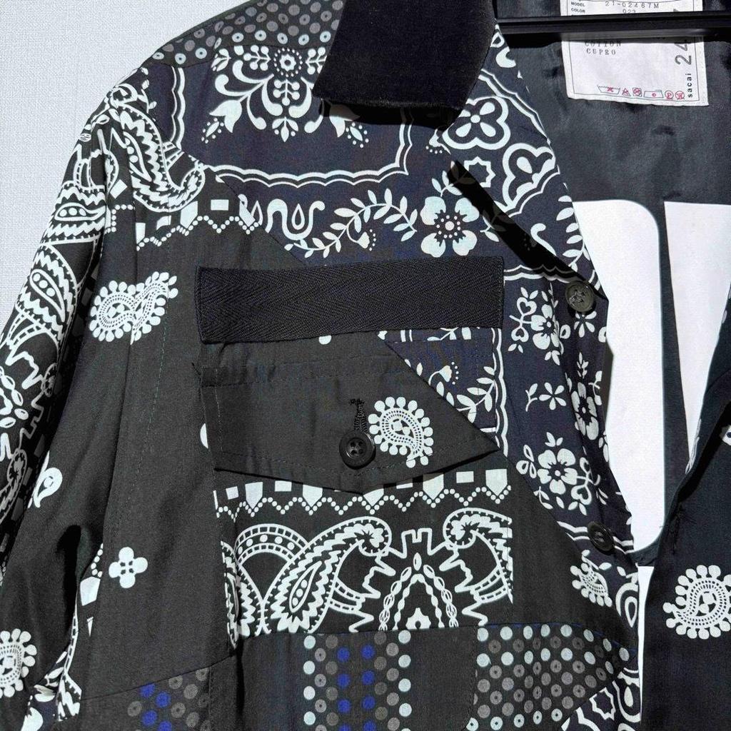 [USED] SACAI Hank Willis Thomas Bandana Mix Short Sleeve Shirt