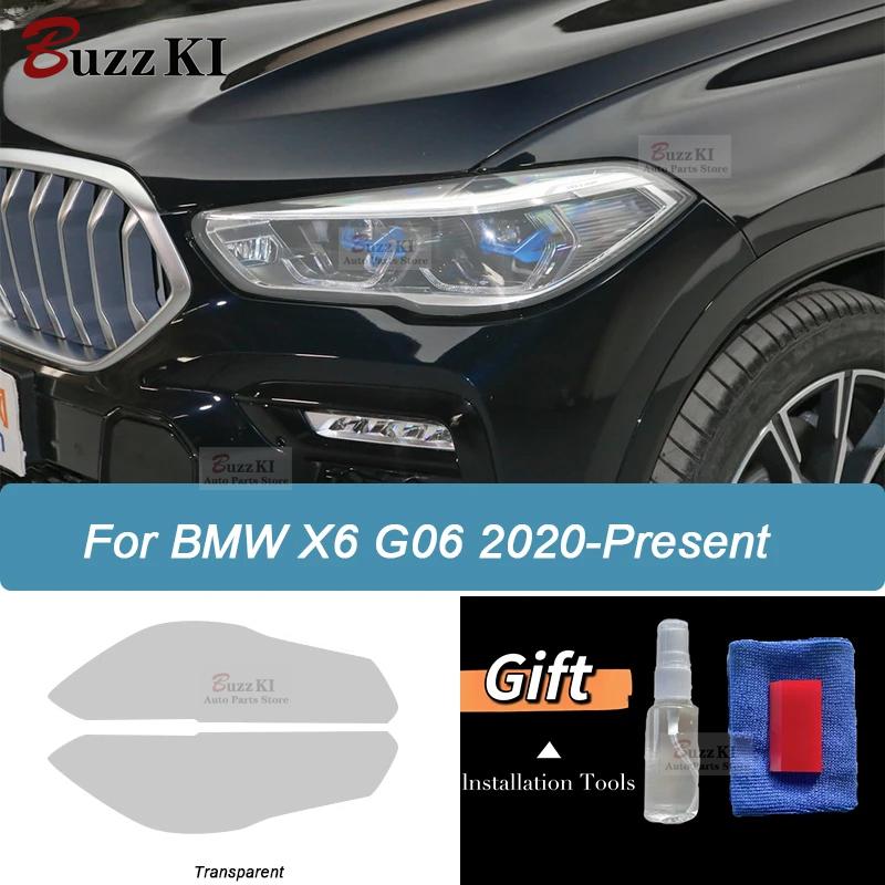 Una coppia 2 pezzi Pellicola Protettiva per Fari Auto Pellicola Auto Nero Affumicato Trasparente TPU Adesivo di Riparazione Per BMW X6 G06 M -