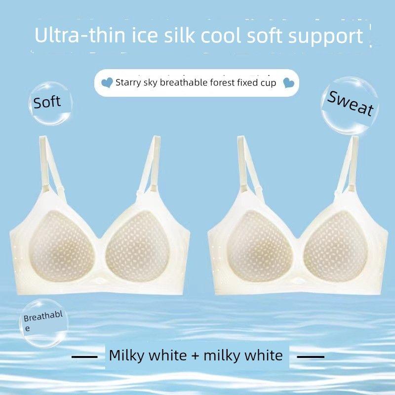 Seamless Ultra-Thin Cool Ice Silk Quick-Dry Women's Thin Bra for Large Busts, Minimizing and Gathering Effect, Summer Lift-Up Bra