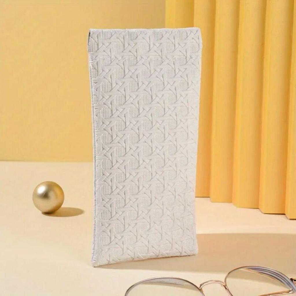 1pc Minimalist Elegant Trendy Glasses Pouch Woven Texture PU Leather Portable Sunglasses Storage Box Durable Protective Containe