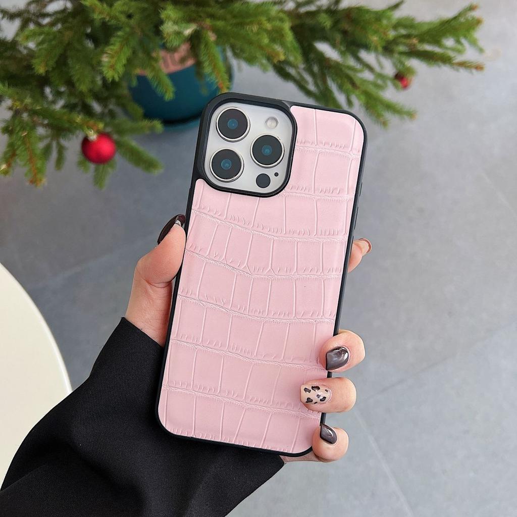 Crocodile Pattern Phone Case for Apple iPhone 16Promax-PU Leather PC Border Creative Shockproof Full Cover on iPhone