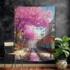 Japanese Street Train Scenery Sakura Cartoon Tapestry Art Science Fiction Room Home Decor Wall Hanging Home Decor