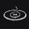 3Pcs Full Diamond Necklace Earrings Bracelets Three Piece Set Of Metal Flower Hollow Collar Bridesmaid Bride Set Female Jewelry