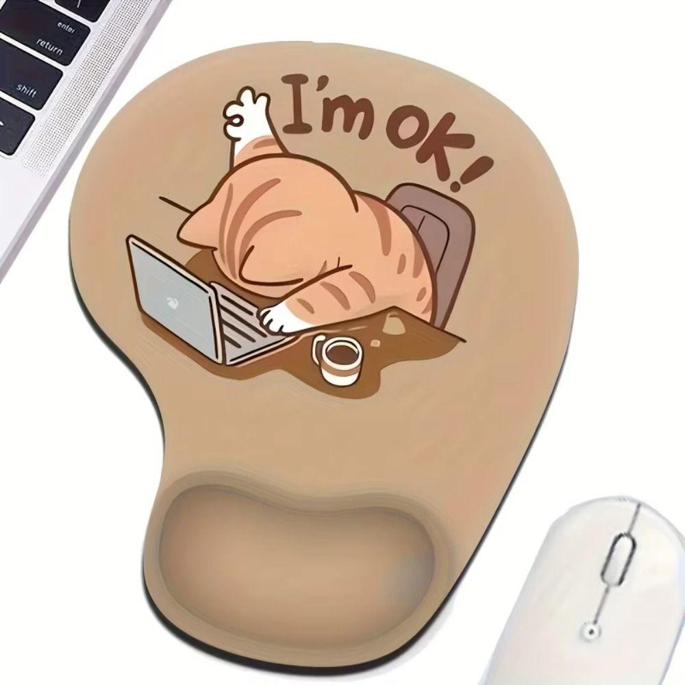 Comfortable Cat Mouse Mat Cute Cartoon Wrist Support Pad Black Cat Animal Mouse Pad Home Office