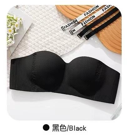 

Летний strapless (без бретелей) бюстгальтер-топ с получашкой, бесшовное нижнее белье без косточек, тонкий, для маленькой груди, противоскользящий, поддерживающий, красивый дизайн спины, накладка на бюстгальтер 32ab through cup чёрный