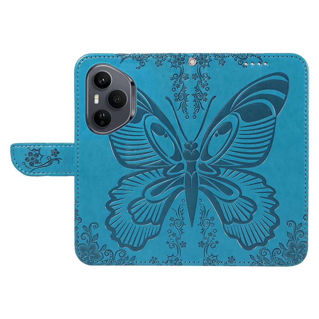 For Honor 400 Pro 5G (Global) Case Butterfly Pattern PU Leather Folio Flip Phone Cover -  Blue