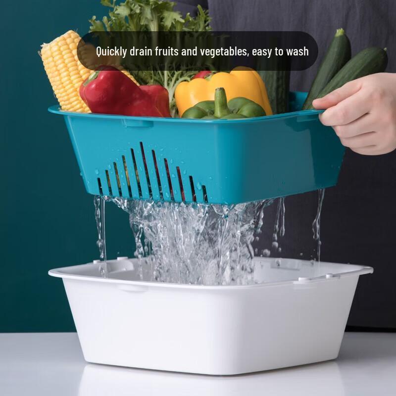 CHAHUA 6-Piece Double-Layer Vegetable Washing & Strainer Basket Set