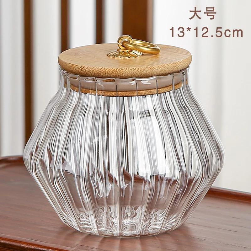 Tea Jar Flower Tea Jar Glass Sealed Jar Coffee Bean Jar Household Tea Bin Kitchen Storage Jar Through Storage Bottle