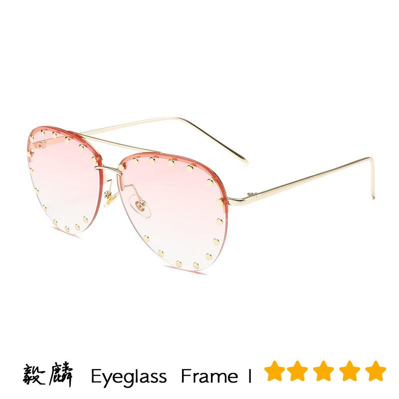 2026 New Toad-shaped Metal Sunglasses Large Frame Frameless Rice Nail Fashion Street Sunglasses