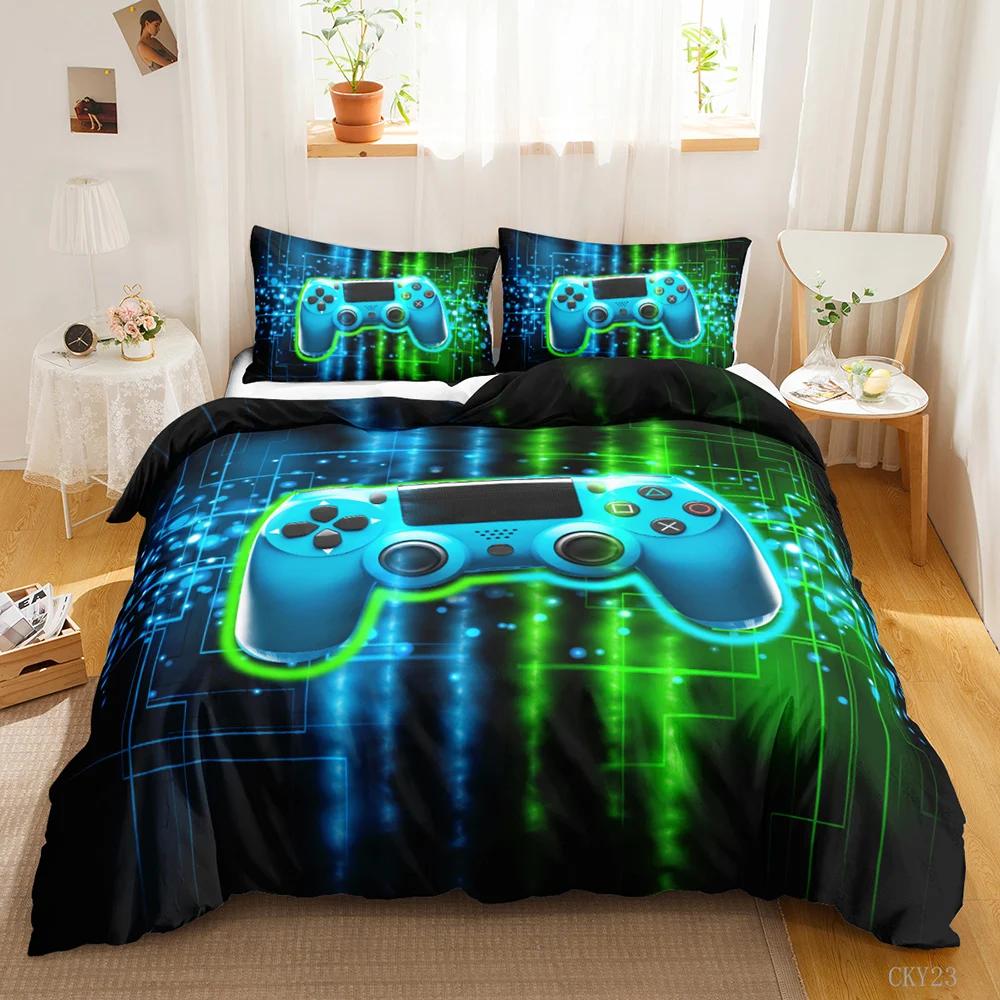 Games Duvet Cover Set Boys Kids Gamepad Bedding Set Video Game Controller Comforter Cover for Teen Girls Polyester Qulit Cover