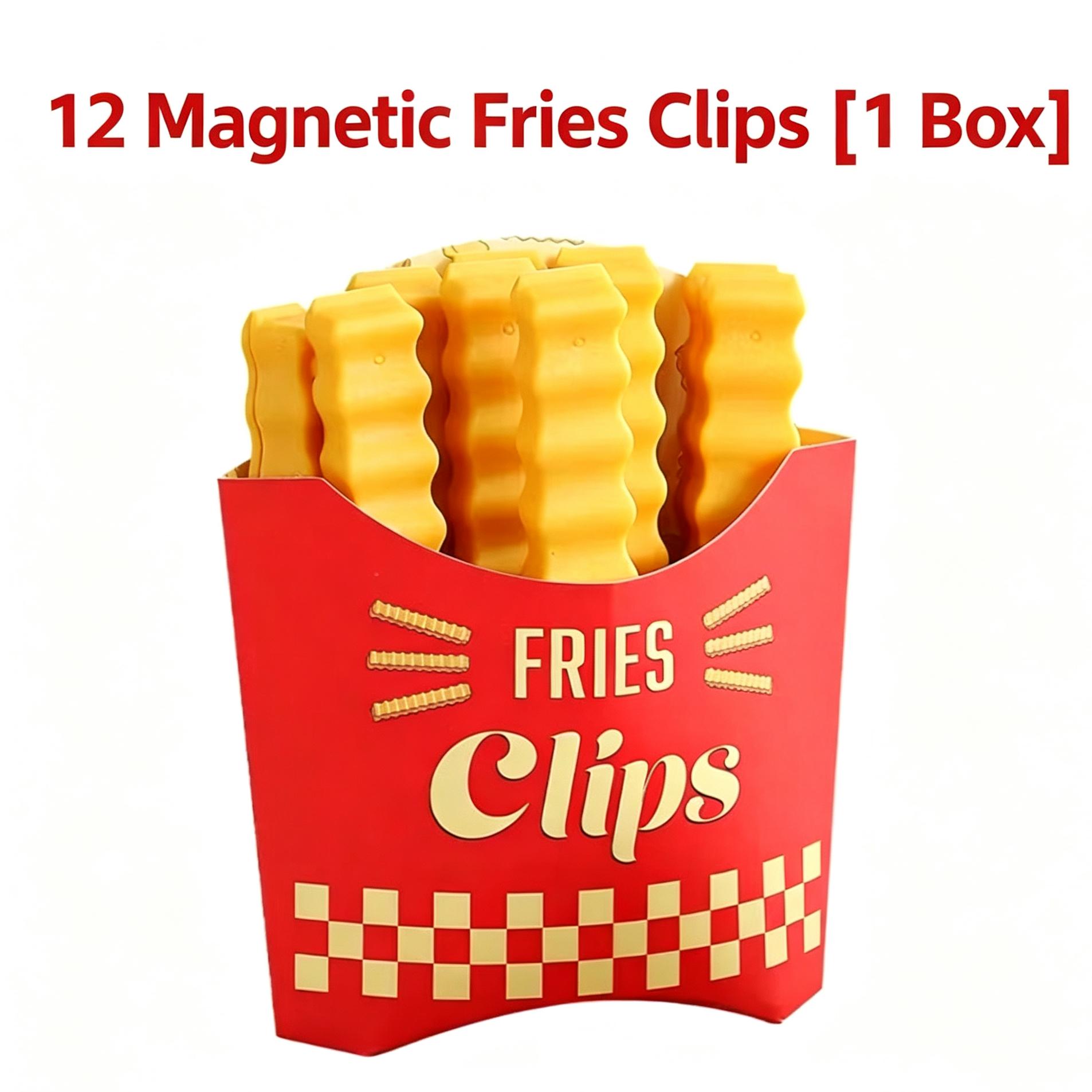 Magnetic Fries Food Bag Clips, Fridge Magnet Snack Sealing Clips for Bread Milk Powder Storage