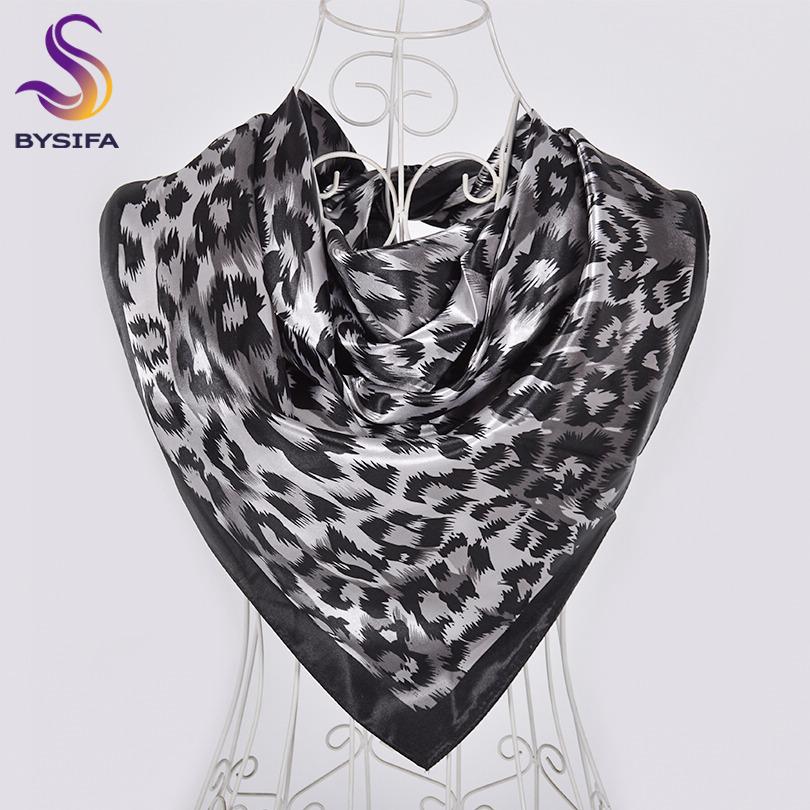 [BYSIFA] Spring Blue White Ladies Silk Scarf Hijab New Luxury Plaisley Satin Square Scarves Wraps Fashion Muslim Head Scarf Cape
