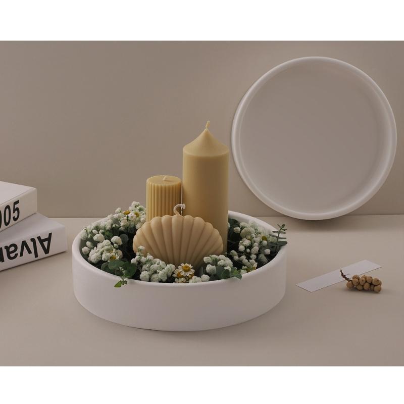 Round Storage Bowl Silicone Molds Candle Tray Molds Plaster Molds Epoxy Resin Molds Castings Molds Flower Pots Molds
