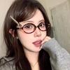 Y2K Retro Oval Frame Anti-Blue Light Glasses Sweet Cool Girls Black Leopard Glasses Vintage Simple Women Plain Glasses Eyewear