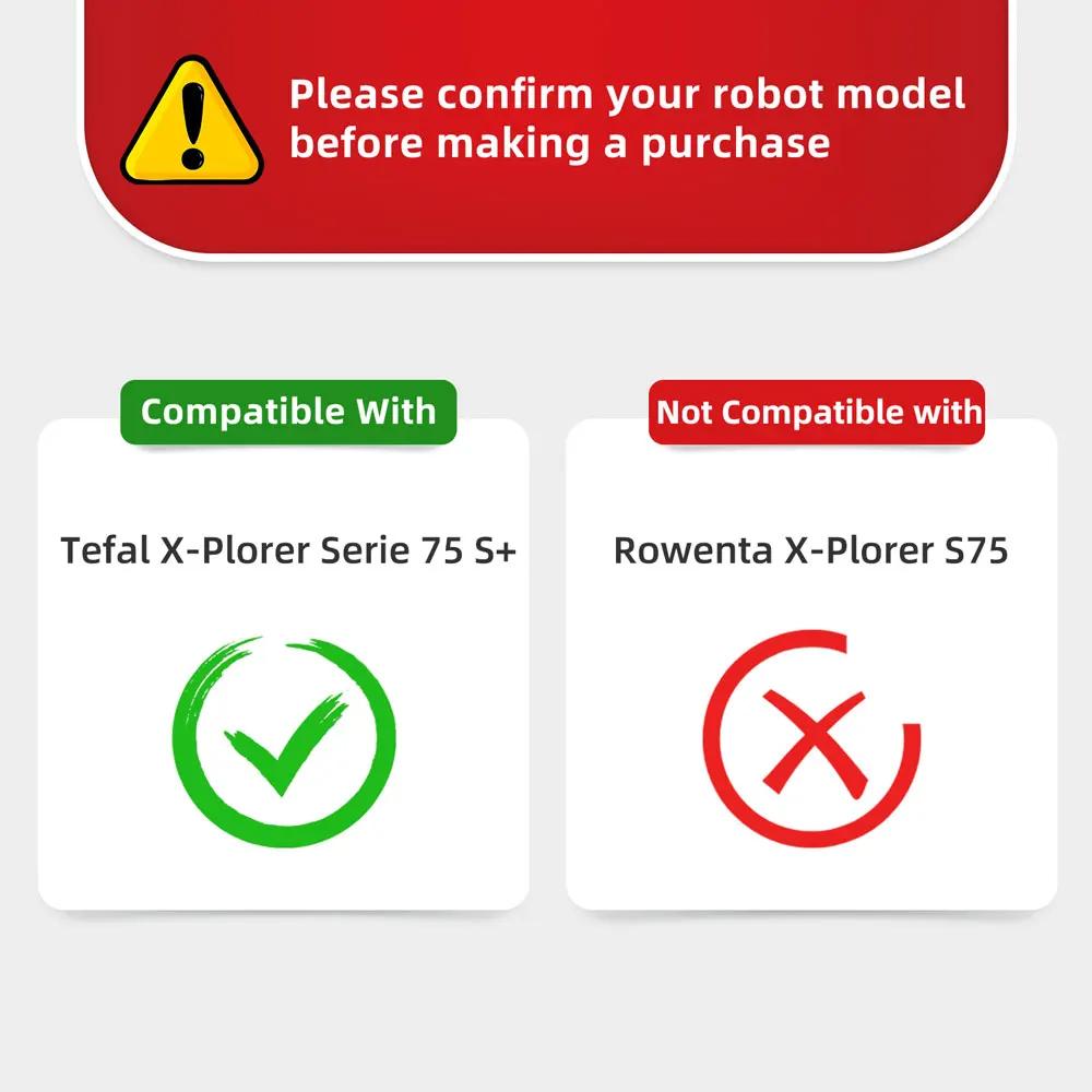 Compatible for Tefal X-Plorer Serie 75 S+ Replacement  Main Side brush HEPA Filter Mop Pads Dust Bag Spare Parts accessories