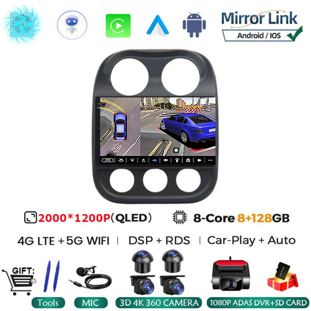 Android14 Car Radio For Jeep Compass Patriot 2010 - 2016 Autoradio Stereo 2 Din Player GPS Navigation Carplay DSP OBD CD Player