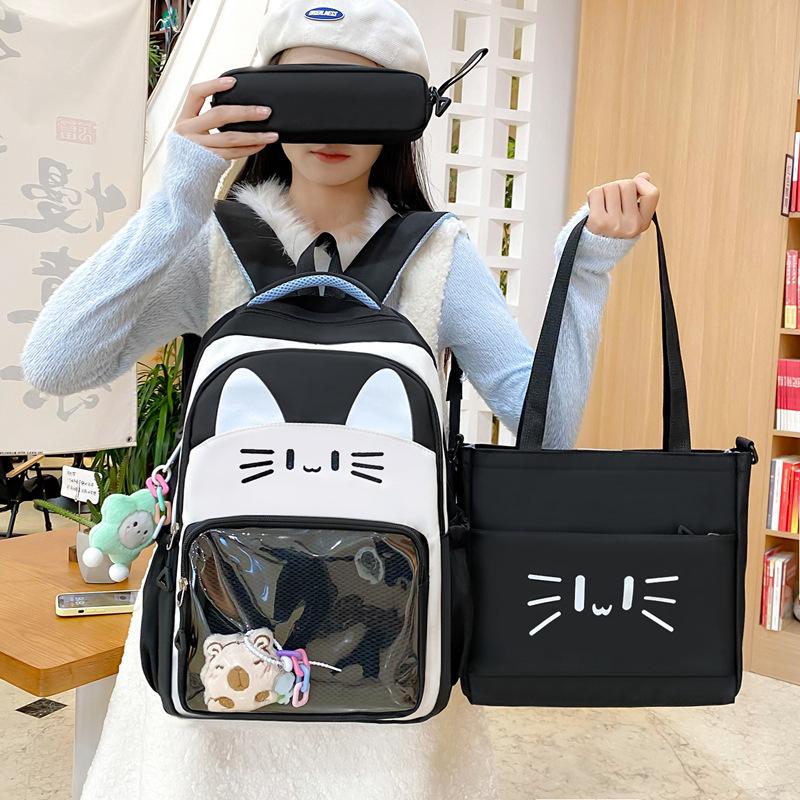 

Student Schoolbag Cute Cartoon Backpack Primary and Secondary School Students Backpack Casual Nylon Three Piece Backpack set