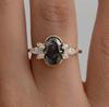 Venta caliente de anillo de joyería de mano de obsidiana aleación compromiso joyería retro mujeres