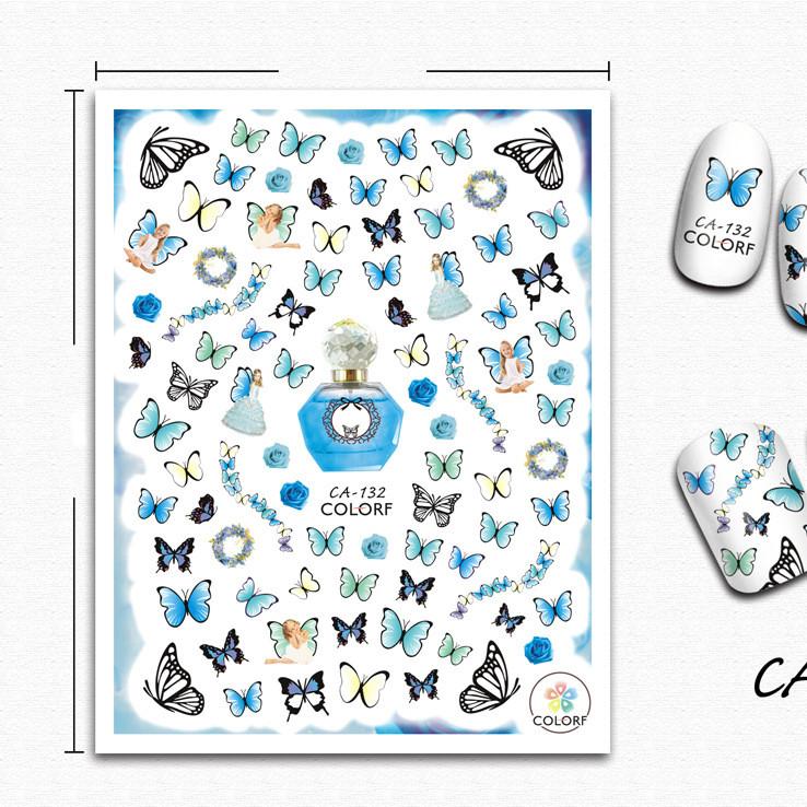 1pc 3D Nail Stickers Spring Summer Natural Flower Leaves Simulation Dried Flower Dragonfly Nail Applique Water Slides Decoration