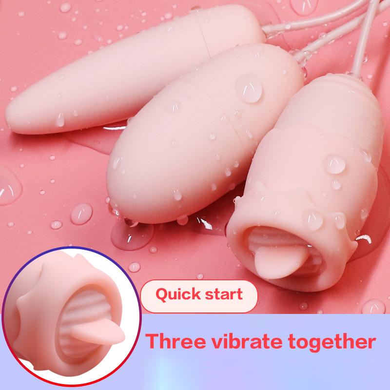 Vibrator USB cu trei capete cu limbă vibrantă cu 20 de frecvențe, stimulare prin suctiune a mameloanelor pentru uz extern de către femei, ouă