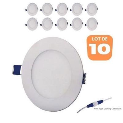 Set of 10 Extra-flat Round LED Spotlights 24W 4000K