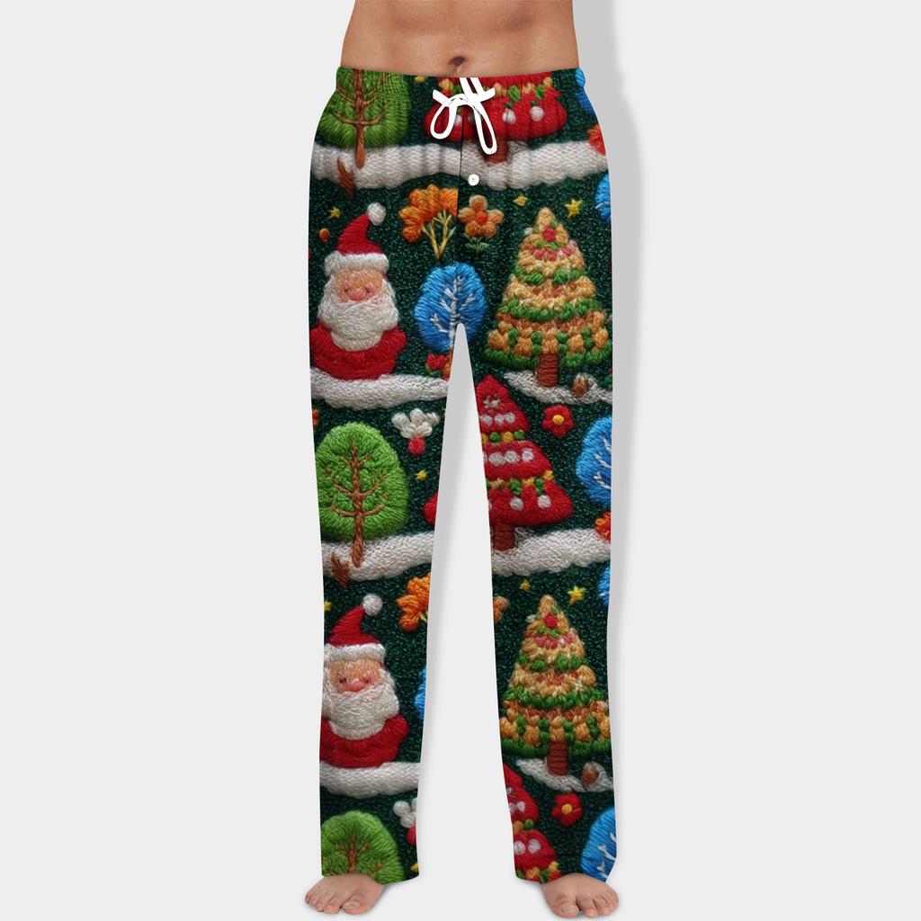 Men's Christmas Print Drawstring Pants Casual Pajama Pants