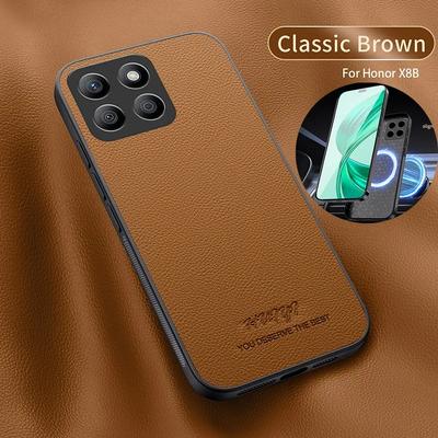 For Honor X8B Case Magnetic Leather Cover for Huawei  Honor Magic 5 6 Pro 90 100 Pro Magsafe Matte Lambskin Support Car Holder