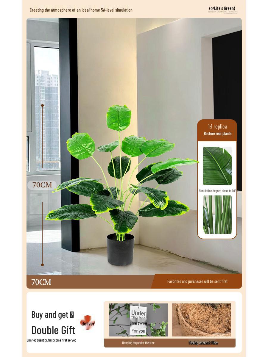 Большое напольное украшение для помещений: Искусственное растение «Пальма путешественника» для гостиной рядом с диваном или тумбой под телевизор.