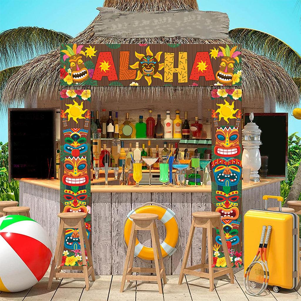 Door Banner Luau Party Decoration Tropical Porch Sign for Hawaiian Wall