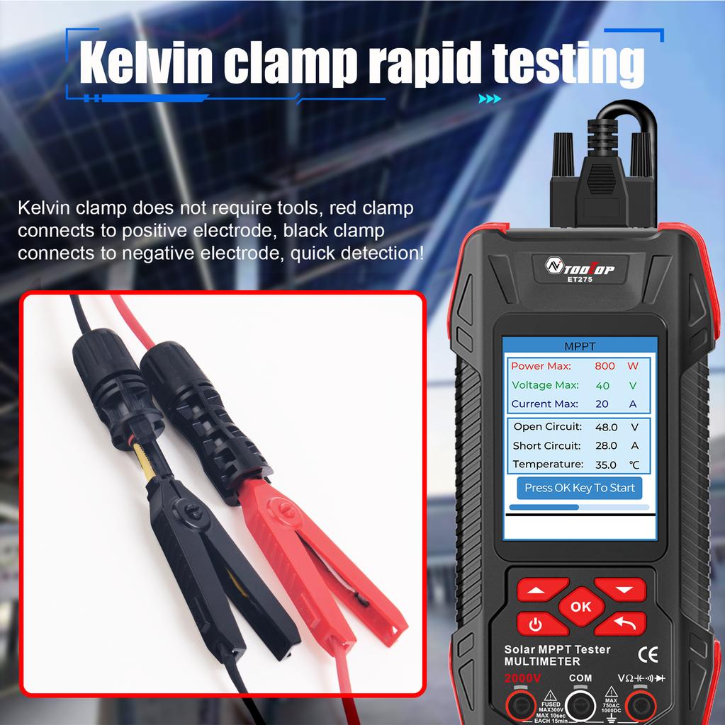 2000W Solar MPPT Meter HV Multimeter Voltage Current Power Curve Photovoltaic Energy Module Fault Diagnosis Solar Test Record